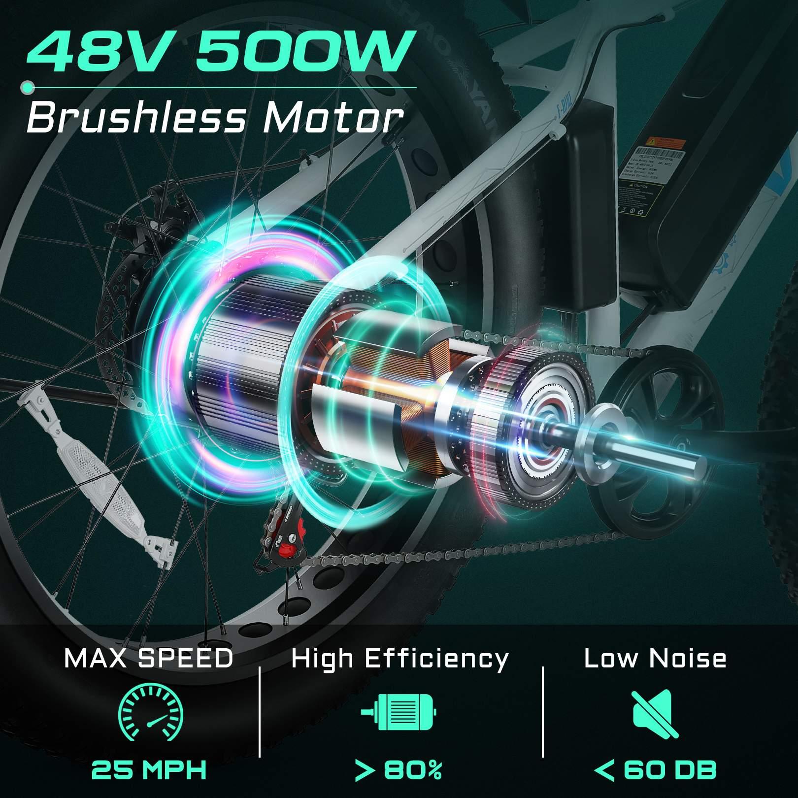 500W 26inch 48V/12.5Ah Adult E-bike Bicycle  7 Speed Electric Commuter Mountain Bike Disc Brake Lithium Battery