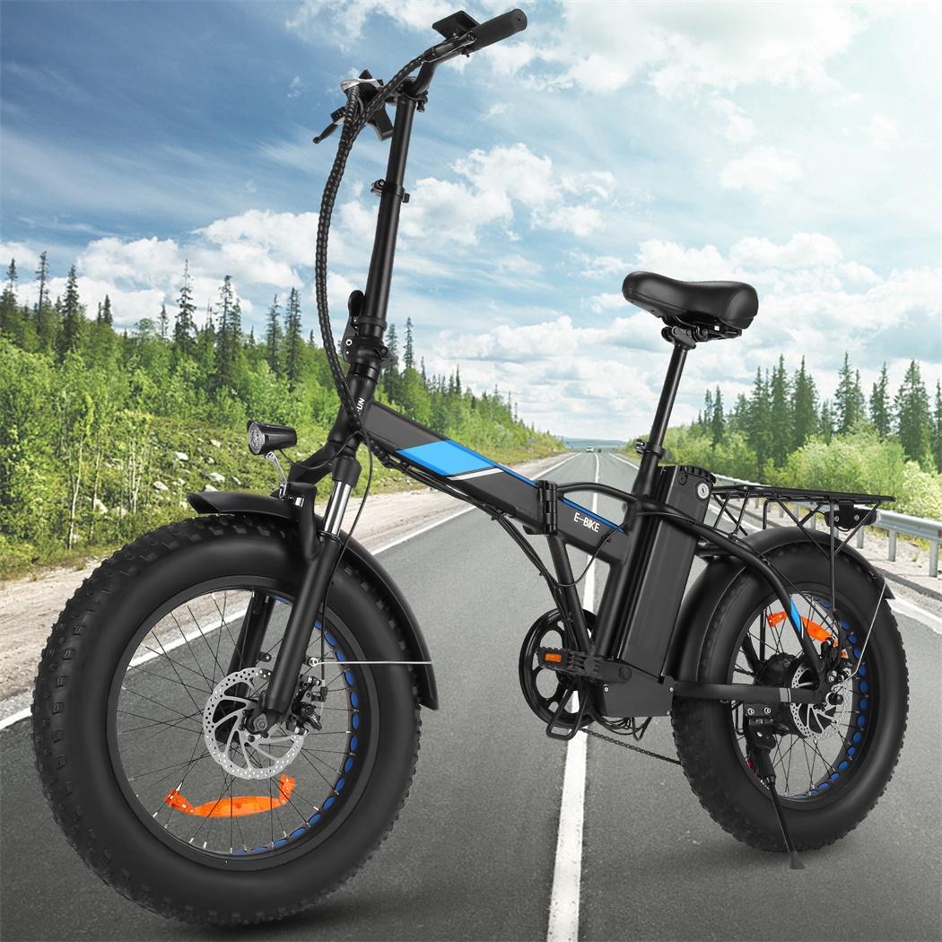 20inch 48V 500Watt Folding E-bike Bicycle Adult Electric Fat Tire Mountain Bike Disc Brake Portable Road Moped 7 Speed Gear